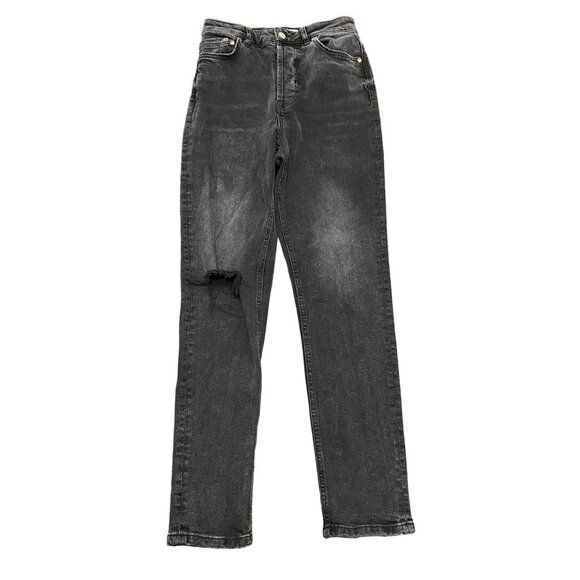 We The Free Denim - We The Free People Zuri Mom Jeans Black Dusty Roads Button Fly High Rise 27